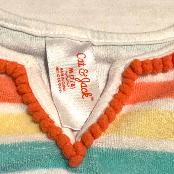 Cat & Jack Rainbow Stripe Terrycloth Swim Cover-Up Girls M 7/8 - Picture 2 of 6